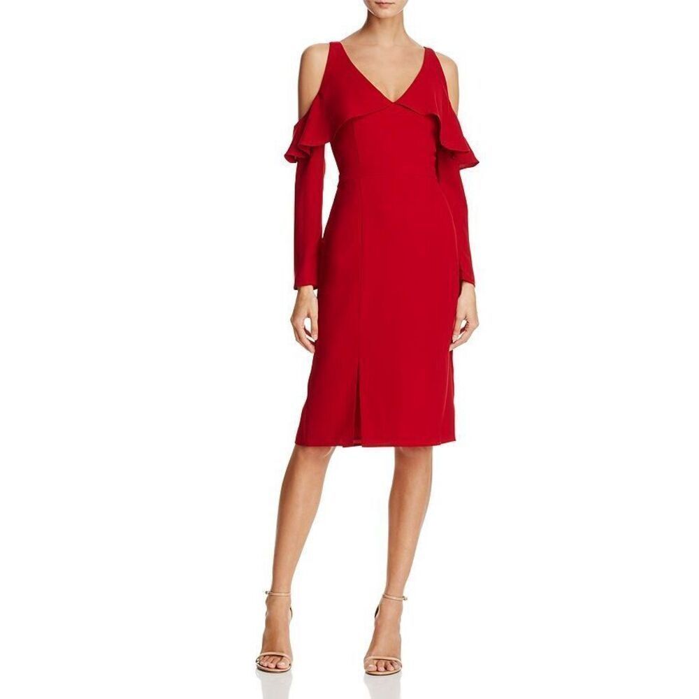 Adelyn Rae red long sleeve Sheila Cold-Shoulder Dress size small